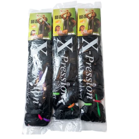 X-Pression Rich Braid (Color 1), X-Pression Rich Braid, 100% Kanekalon Hair, Jet Black Braiding Hair, X-Pression Color 1, Professional Braiding Extensions, Synthetic Hair Bundle.