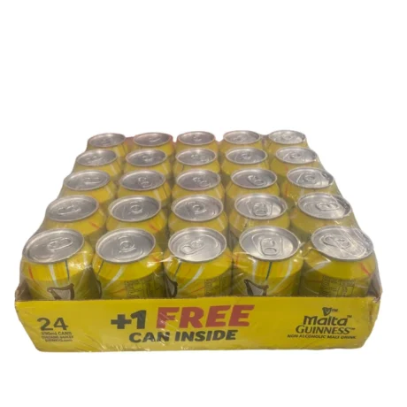 Malta Guinness Non-Alcoholic Malt Drink – 330ml Can (Pack of 24 + 1 Free)
