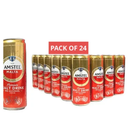 Amstel Malta Ultra Premium Non-Alcoholic Malt Drink – 33cl Can (Pack of 24)